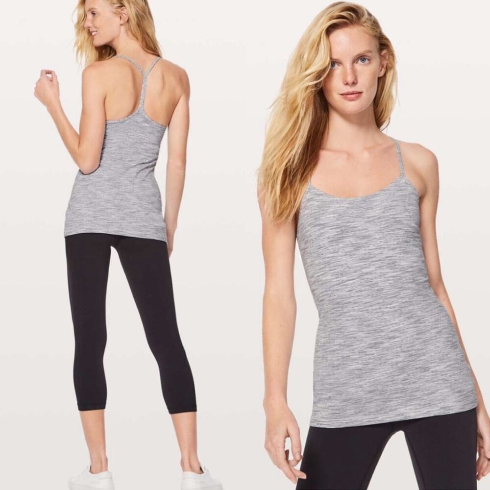 Lululemon Power Pose Tank Top in Wee Are From Space Ice Grey Alpine White Sz 6